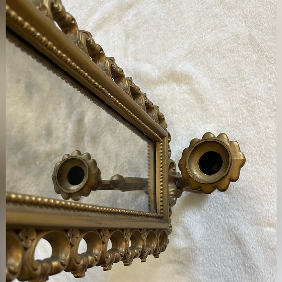 Vintage Homco Dart Wall Sconce Candle Holder Smoky Mirror gold tone - Picture 12 of 12